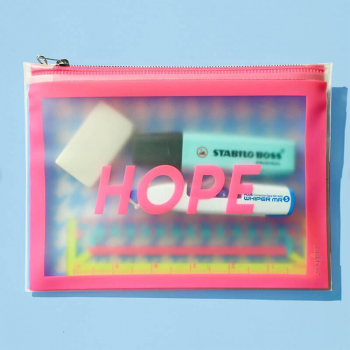 Lightree Pouch Hope, neon pink, Hahnentrittmuster blau, Zipp Verschluss, style